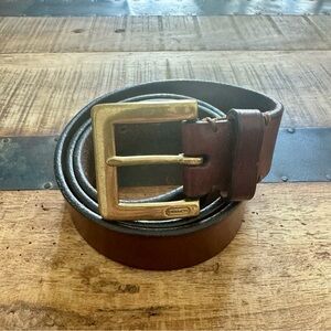Coach Dark Brown Cowhide Belt with Brass Buckle